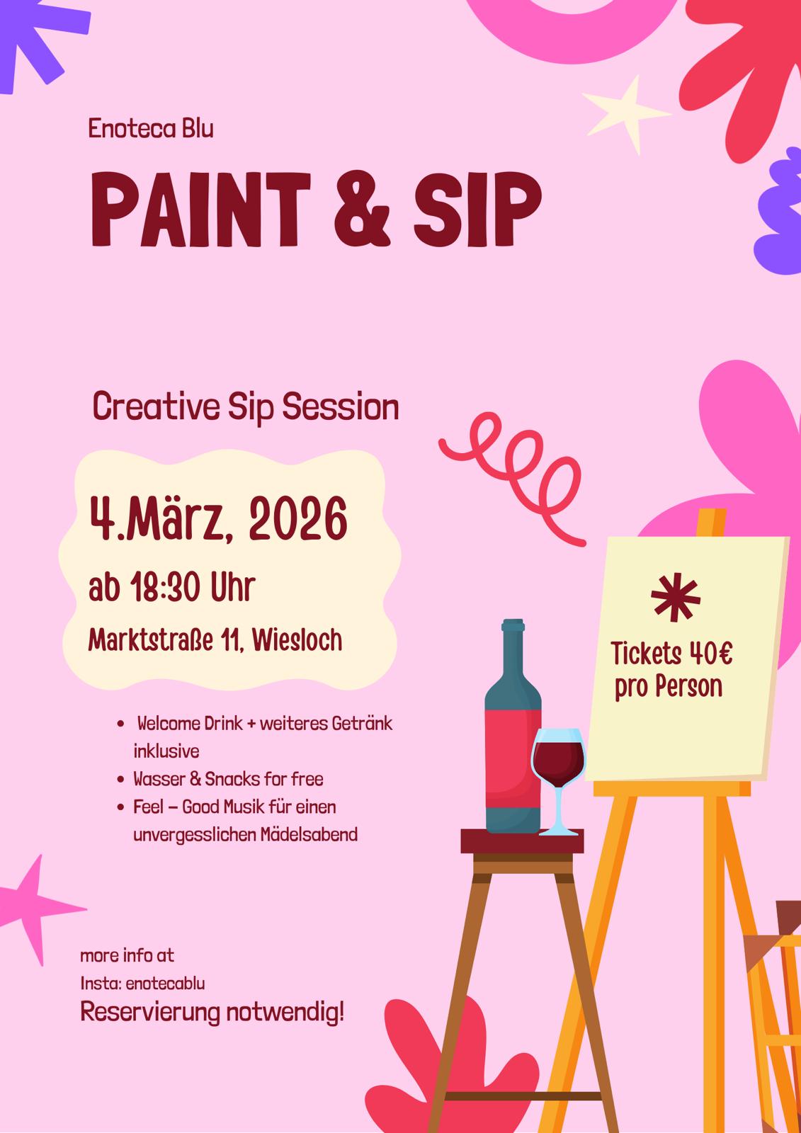 Paint and Sip – Creative Session in der Enoteca Blu in Wiesloch